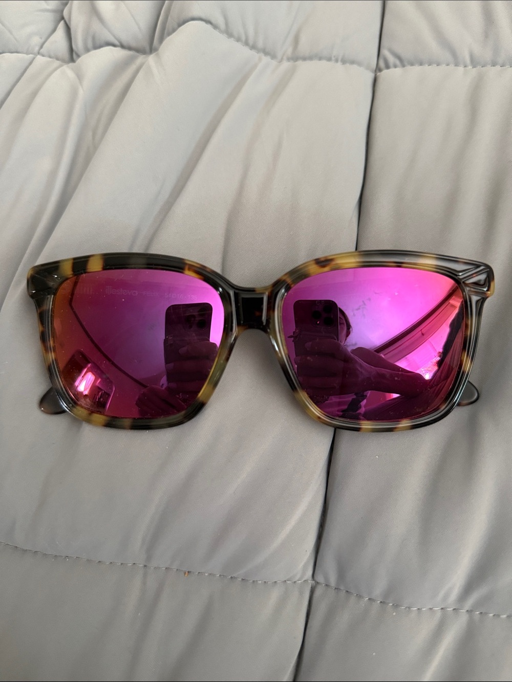 Illesteva Tortoiseshell Sunglasses with Pink Mirrored Lenses